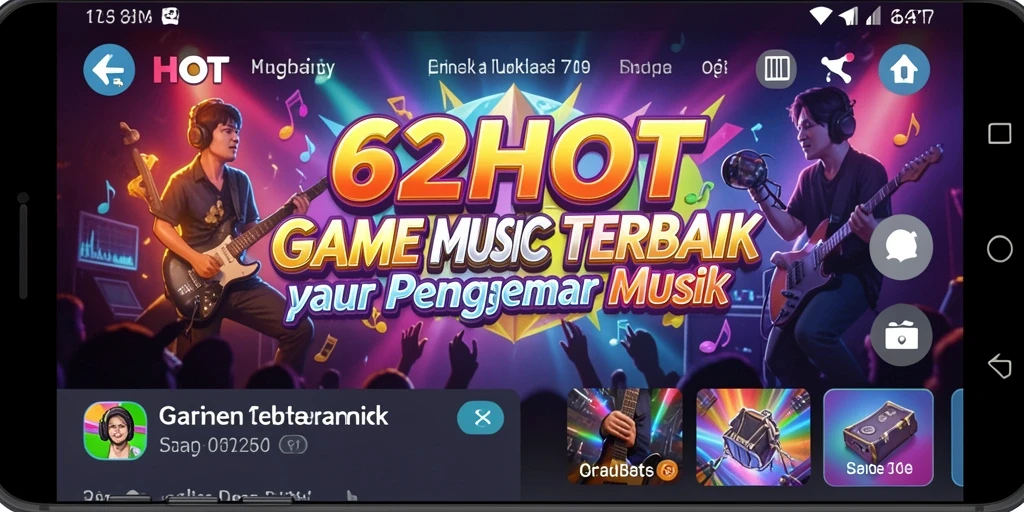Screenshot utama <strong>62HOT</strong> menampilkan antarmuka permainan musik yang menarik.