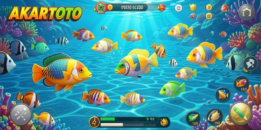 Tampilan gameplay AKARTOTO yang seru dan penuh aksi Tembak Ikan.