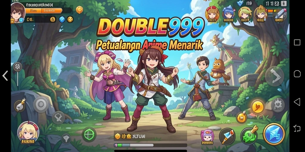 Screenshot gameplay DOUBLE999 menampilkan karakter dan pertarungan yang mendebarkan.