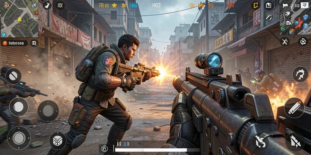 Tampilan gameplay dinamis dan seru dalam H03, penuh aksi.