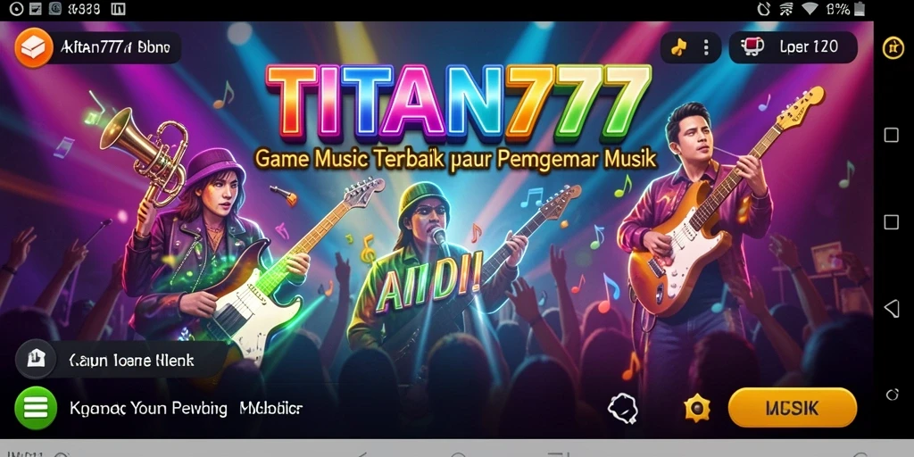 Screenshot gameplay TITAN777 menampilkan pemain yang bersenang-senang dengan musik.