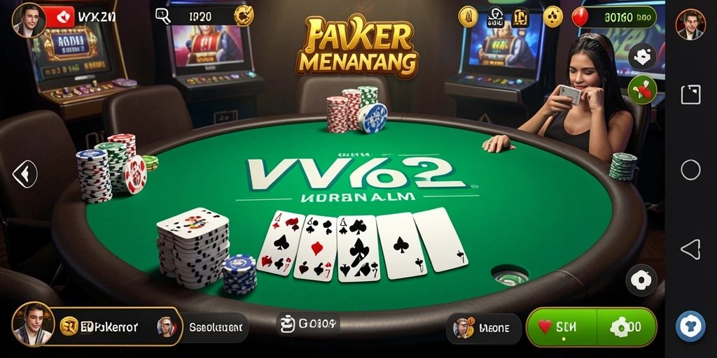 Screenshot gameplay VV62 yang menunjukkan keseruan bermain Poker.